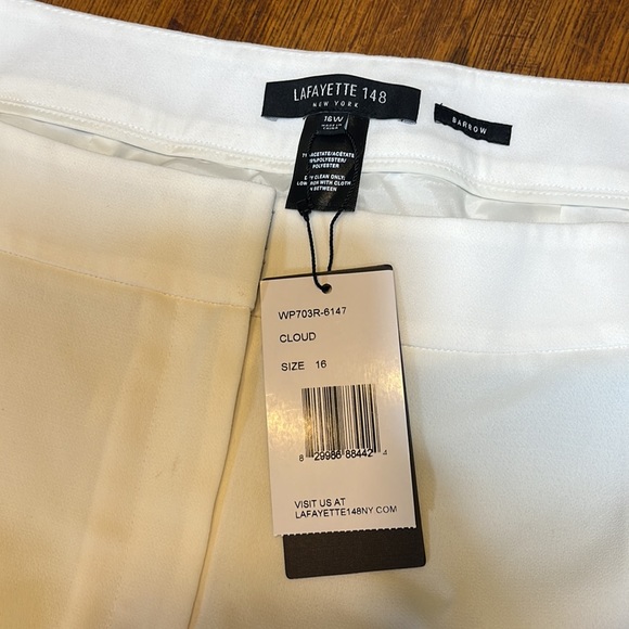 NWT! Lafayette 148 New York Barrow White Lined Pants size 16W- HAS MARKS - Picture 11 of 16